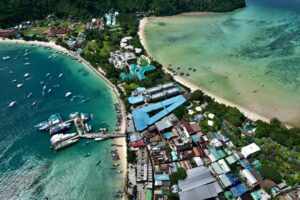 Drone Shot of Ton Sai Beach in Koh Phi Phi, Krabi, Thailand