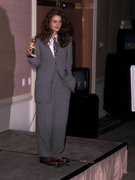 Julia Roberts made a splash at the 1990's Golden Globes by wearing an over sized Armani men's suit. 