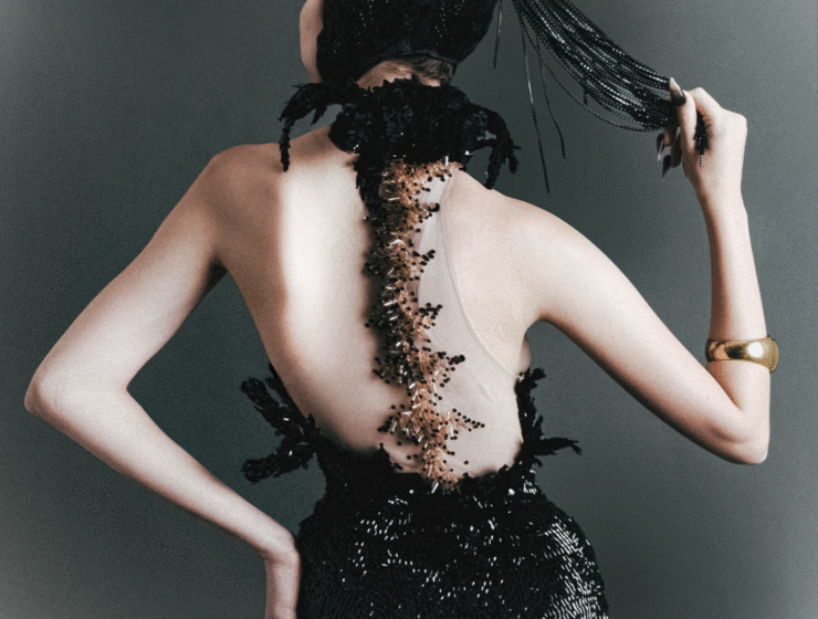 third look by JOERDANA in a full beaded black dress based in Jakarta indonesia